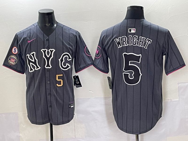 Men 2025 New York Mets #5 Wright Grey Game Nike MLB Jersey style 09->new york mets->MLB Jersey